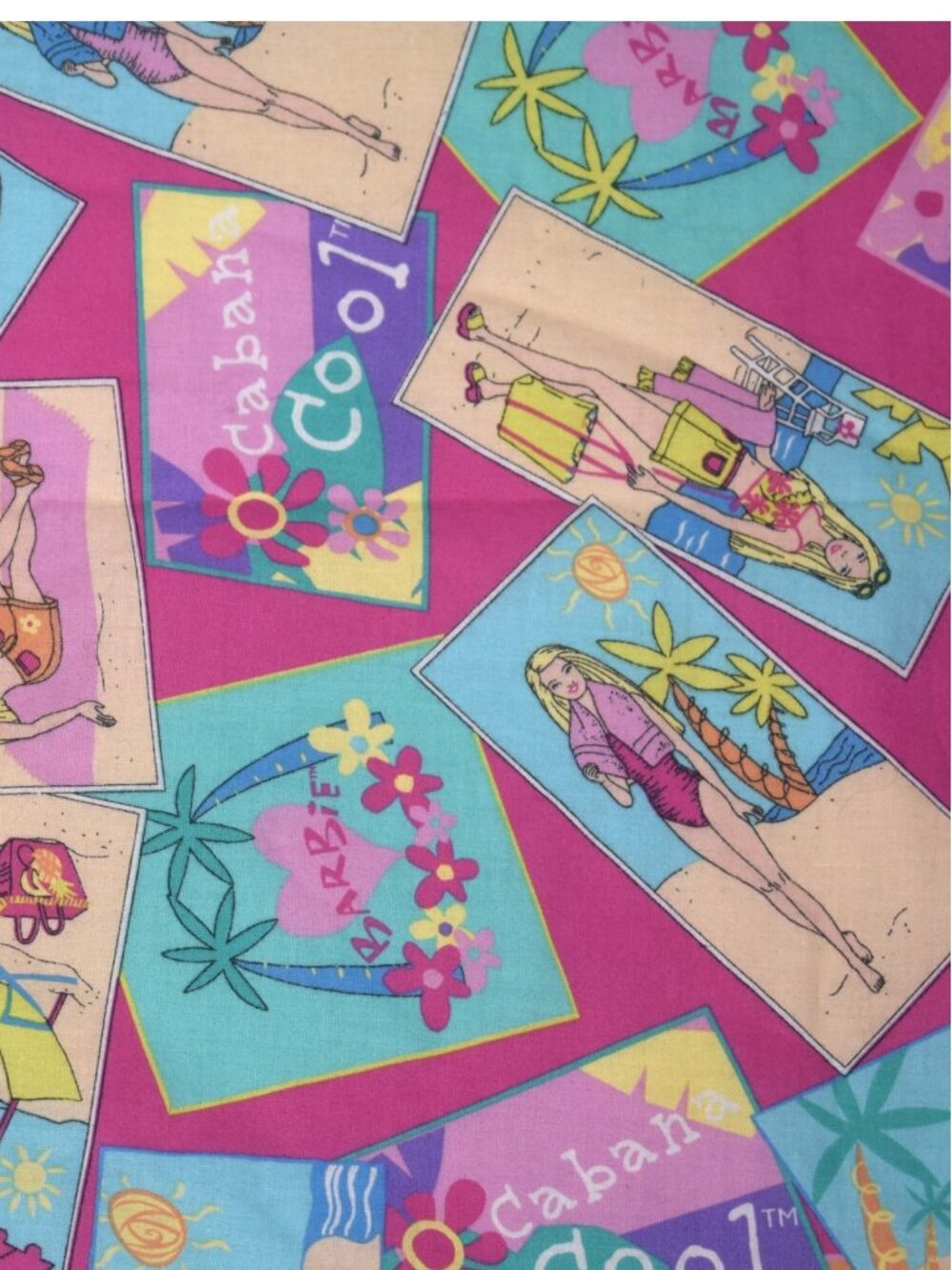 Vintage 2002 Mattel Barbie “Cabana Cool” Fabric 106" Springs Cotton Beach